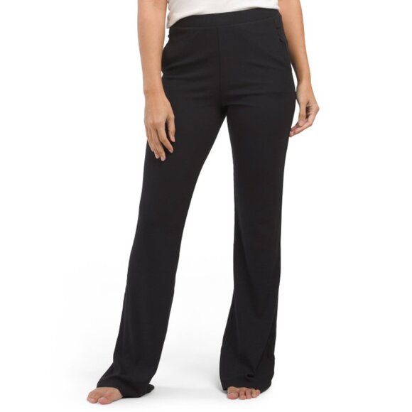 SKIN Black Pima Cotton Blend Ribbed Lounge Pants